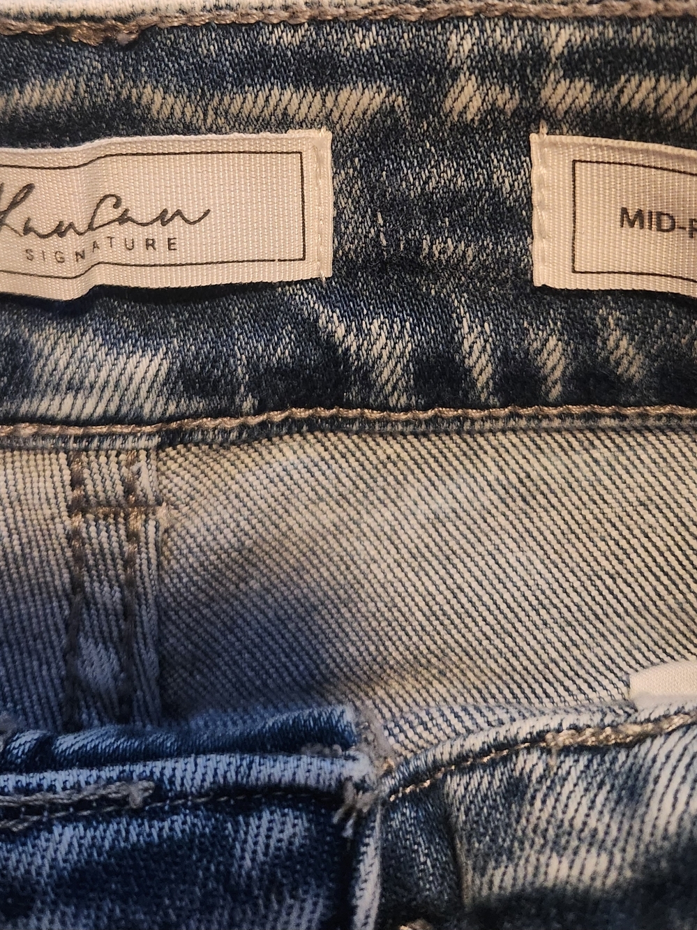 KanCan Women’s Mid-Rise Light Blue Acid Wash Jean Shorts